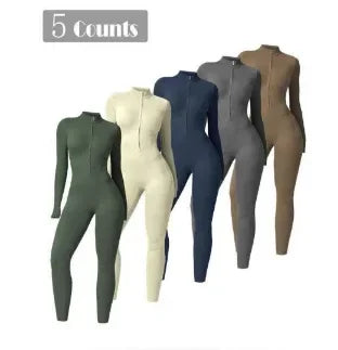 Women Zipper Yoga Jumpsuit Long Sleeve Sportswear - ZA-Zola
