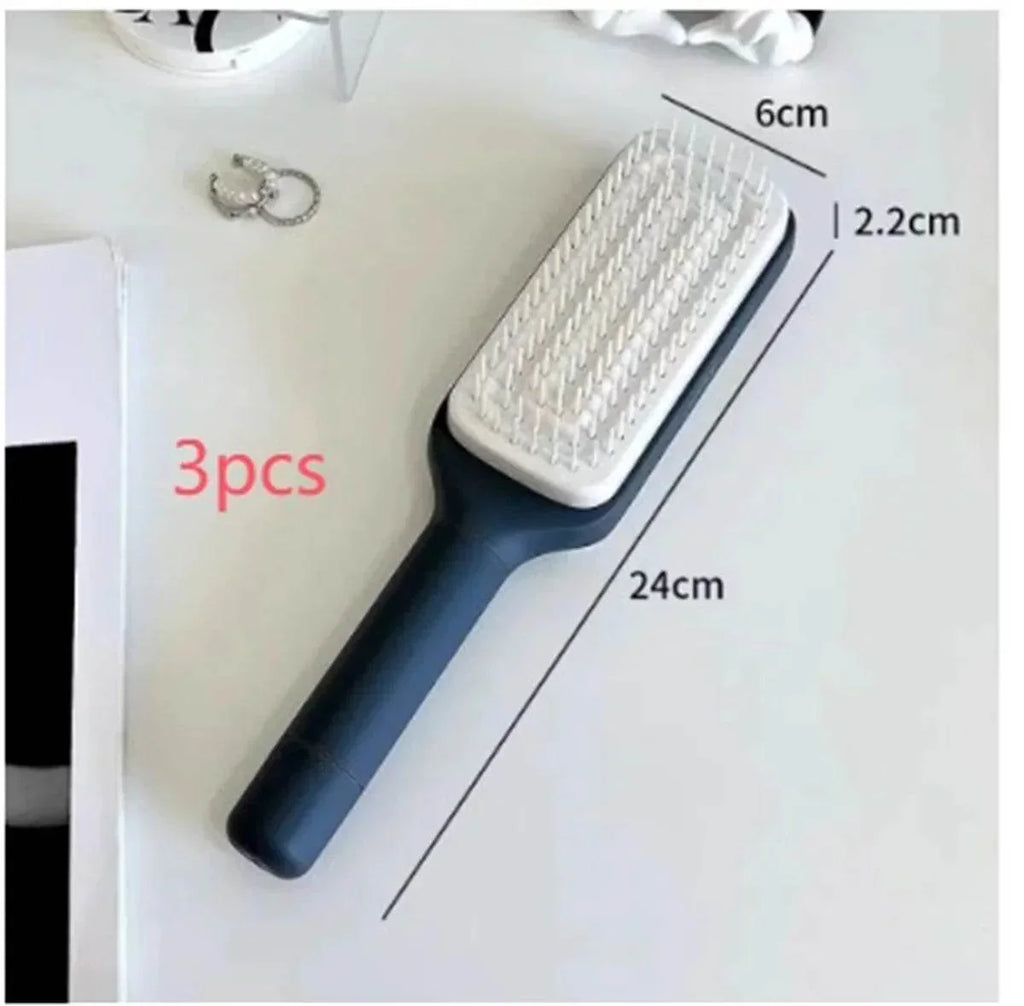 4-in-1 Self-Cleaning Hair Brush – Anti-Static & Massage - ZA-Zola