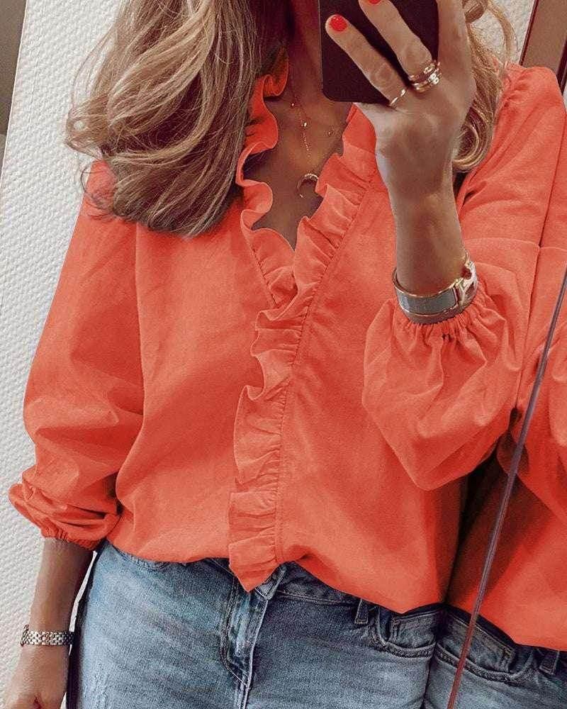 Ruffled Long Sleeve Shirt for Women - ZA-Zola