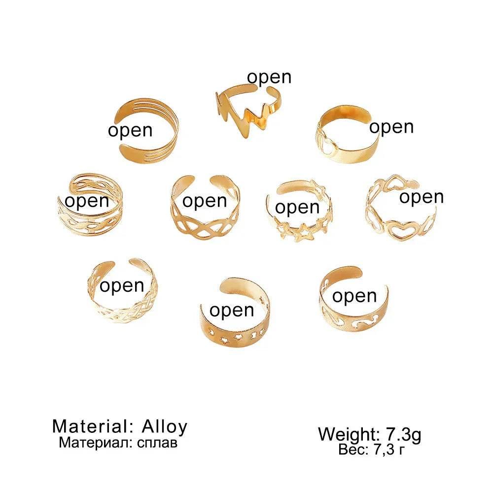 Shop 10-Piece Star Moon Toe Ring Set - Buy Now! - ZA-Zola