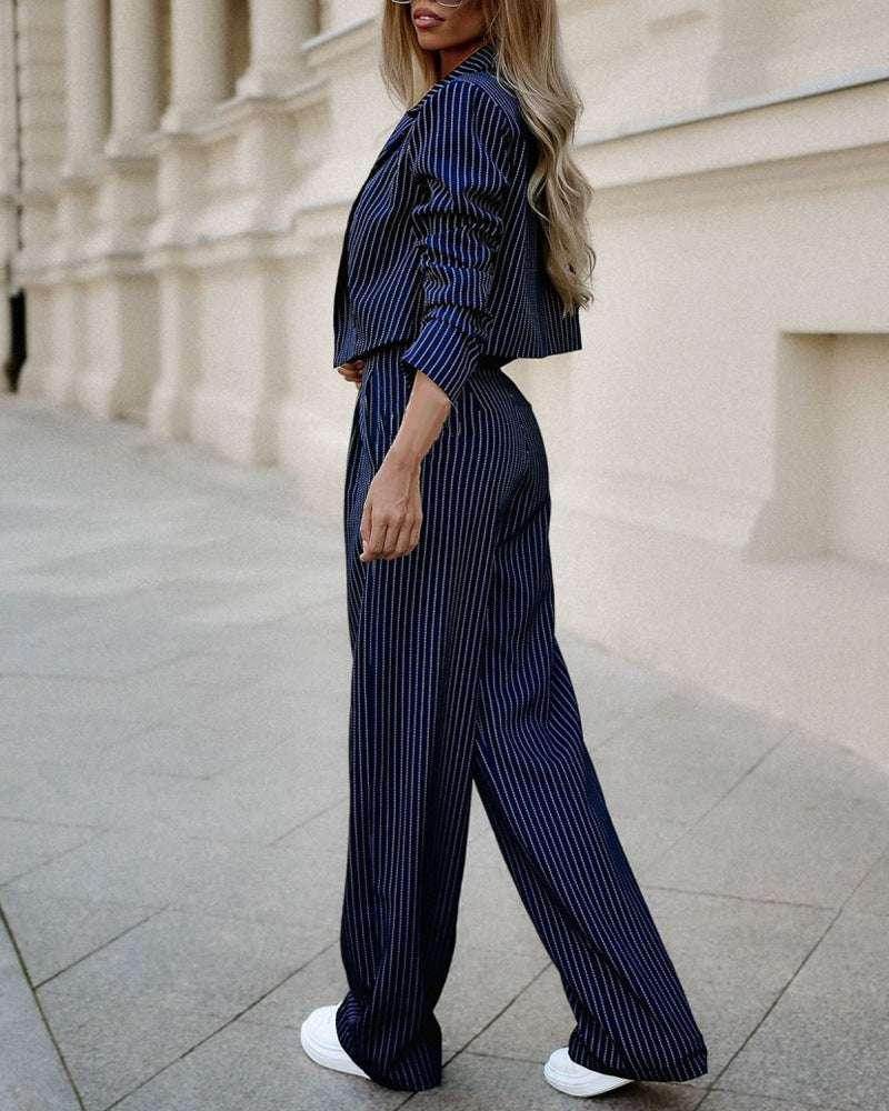 Striped Cropped Suit Set – Urban Spring Vibes - ZA-Zola