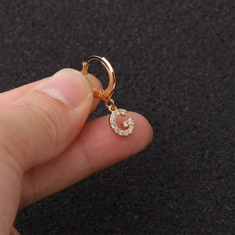 Women's Zircon Letter Earrings – Stylish Gold Jewelry - ZA-Zola