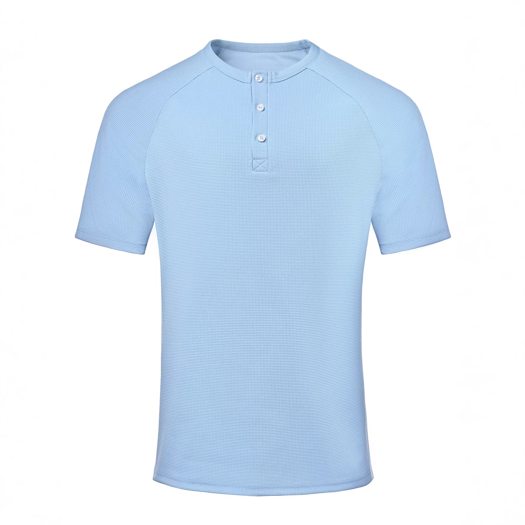 Light blue short-sleeve polo shirt on a white background