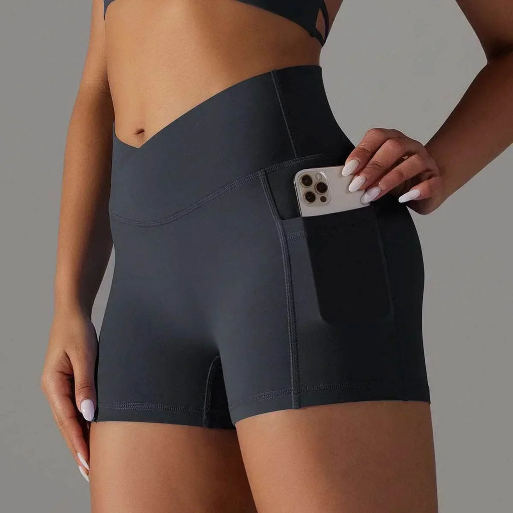 Yoga Shorts with Phone Pocket – Women's Sportswear - ZA-Zola