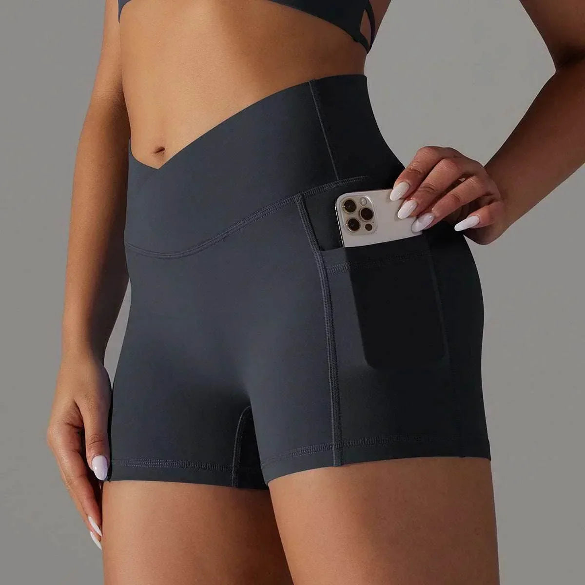 Yoga Shorts with Phone Pocket – Women's Sportswear - ZA-Zola