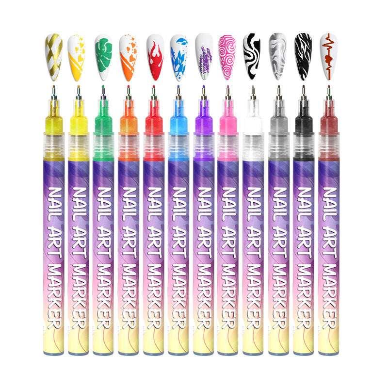 Nail Art Graffiti Pen – 12 Colors Acrylic Paint - ZA-Zola