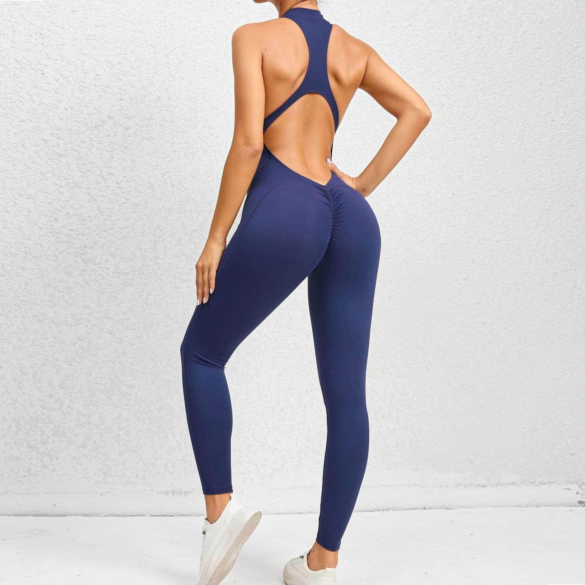 Zippered Sleeveless Yoga Jumpsuit – Women’s Tummy Control Sportswear - ZA-Zola