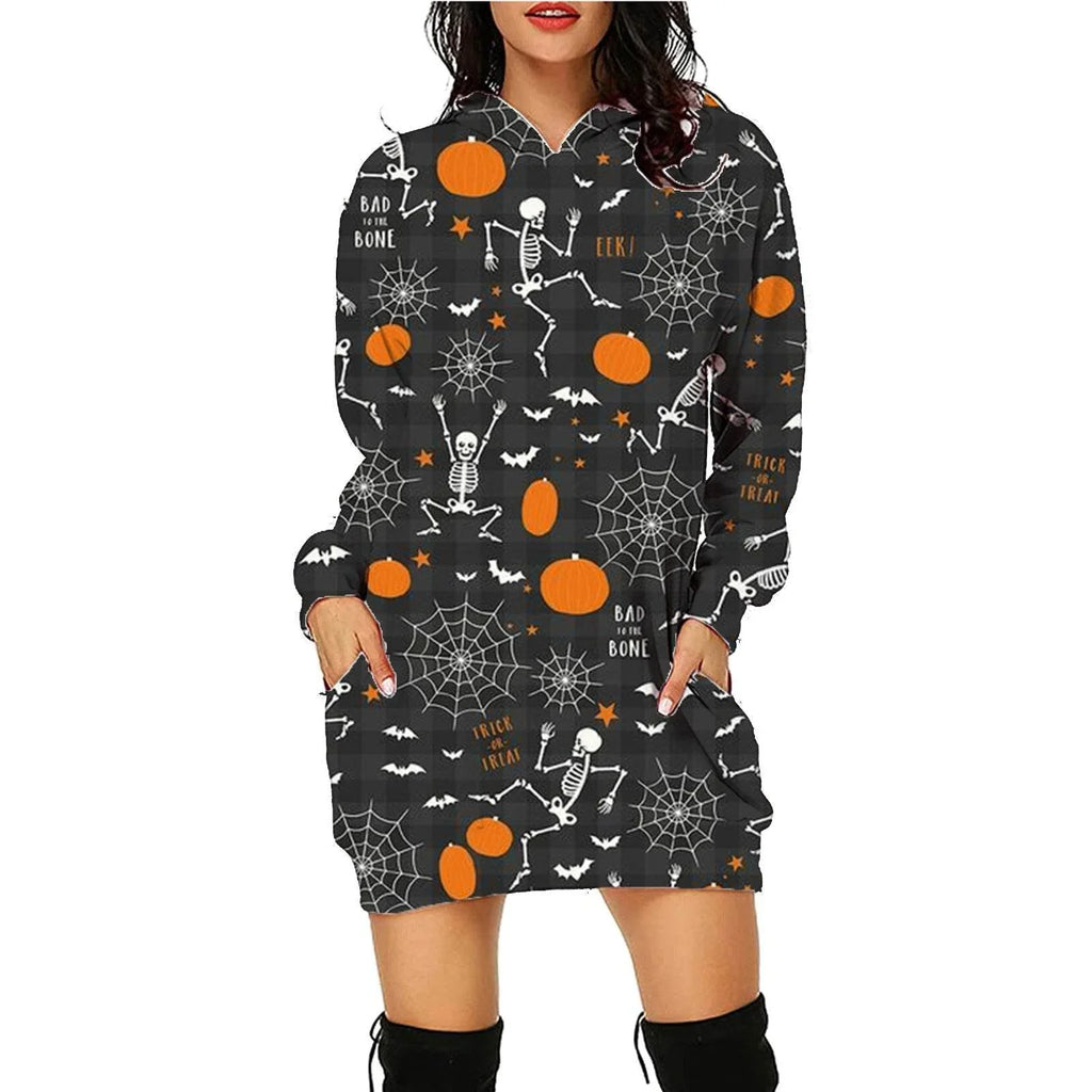 Halloween Print Hoodie Dress | ZA-Zola Women’s - ZA-Zola
