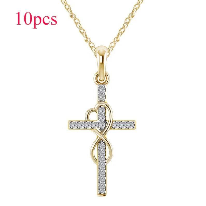 Alloy Diamond Cross Necklace – Stylish & Unisex - ZA-Zola