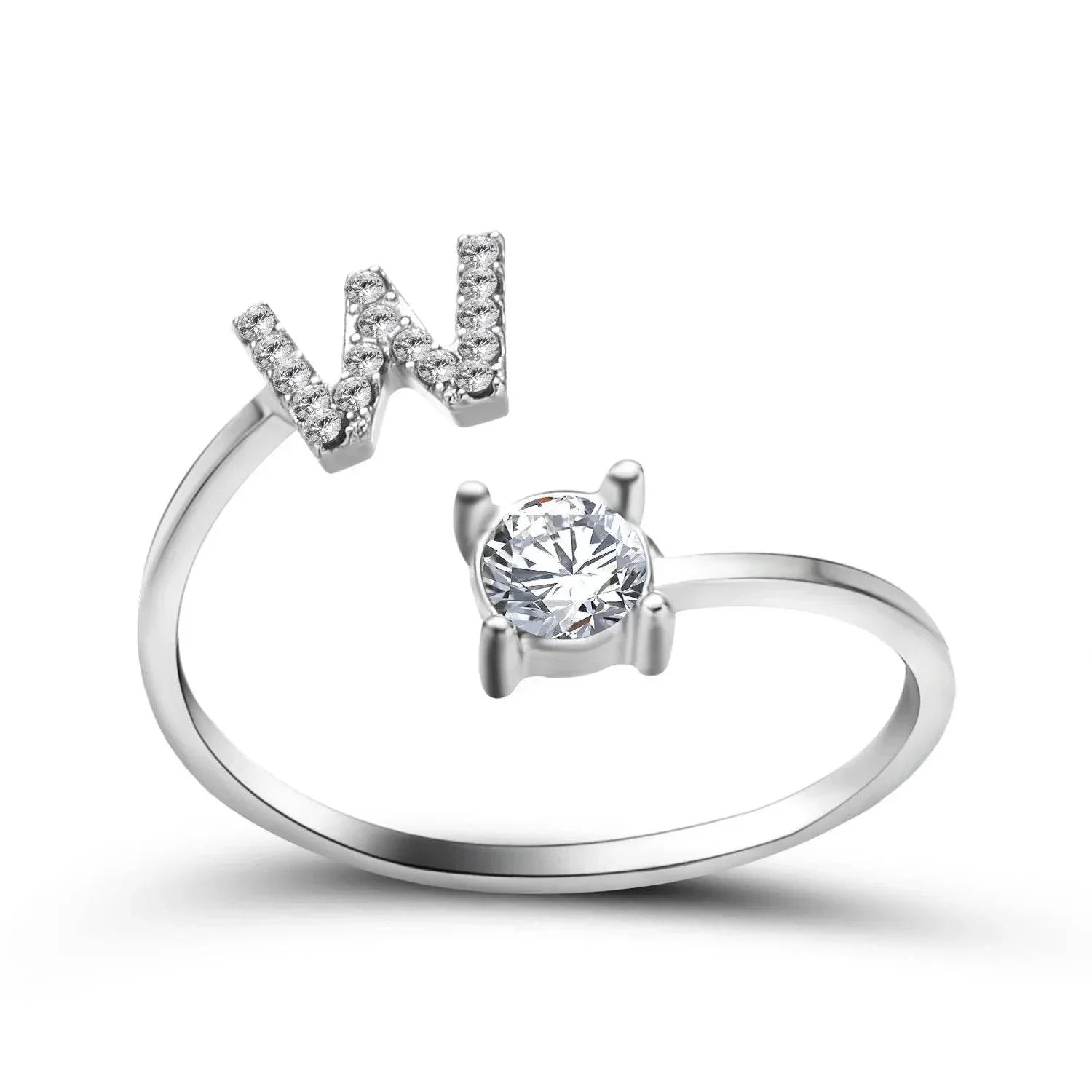 Adjustable A–Z Initial Ring for Women with Zircon - ZA-Zola
