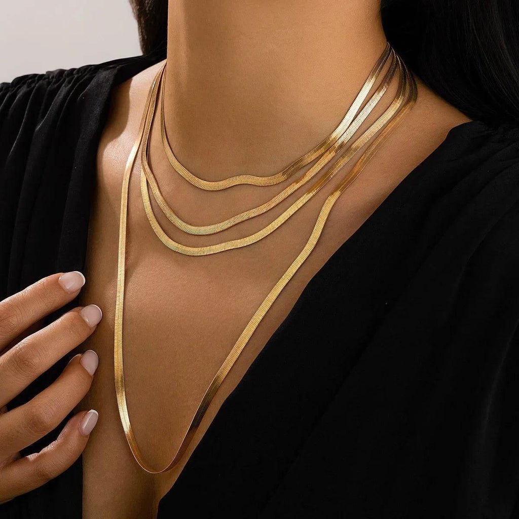 Flat Snake Bone Tassel Necklace – Multilayer Style - ZA-Zola