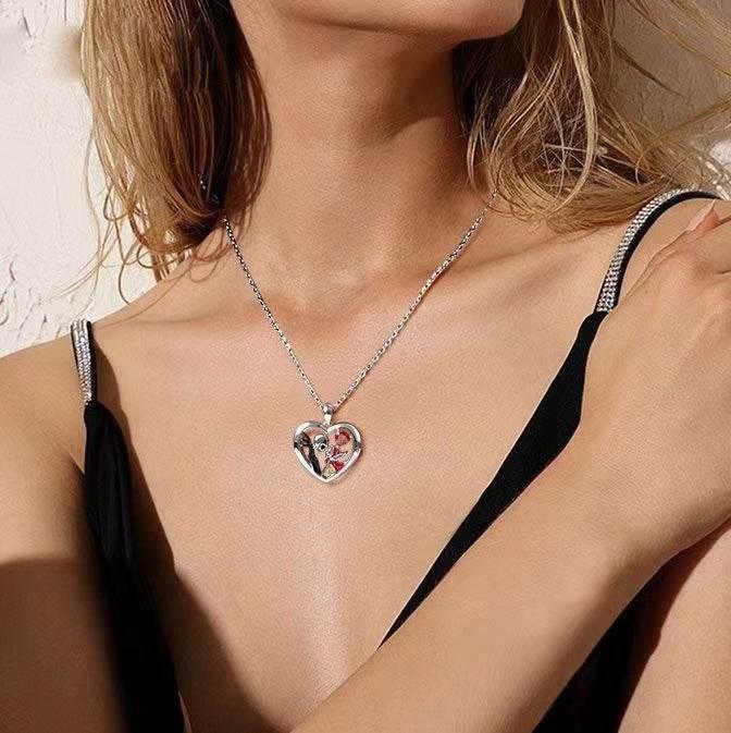 ZA-Zola Heart Skull Rhinestone Necklace - ZA-Zola