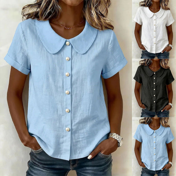 Solid Loose Cotton Linen Shirt | Women Casual