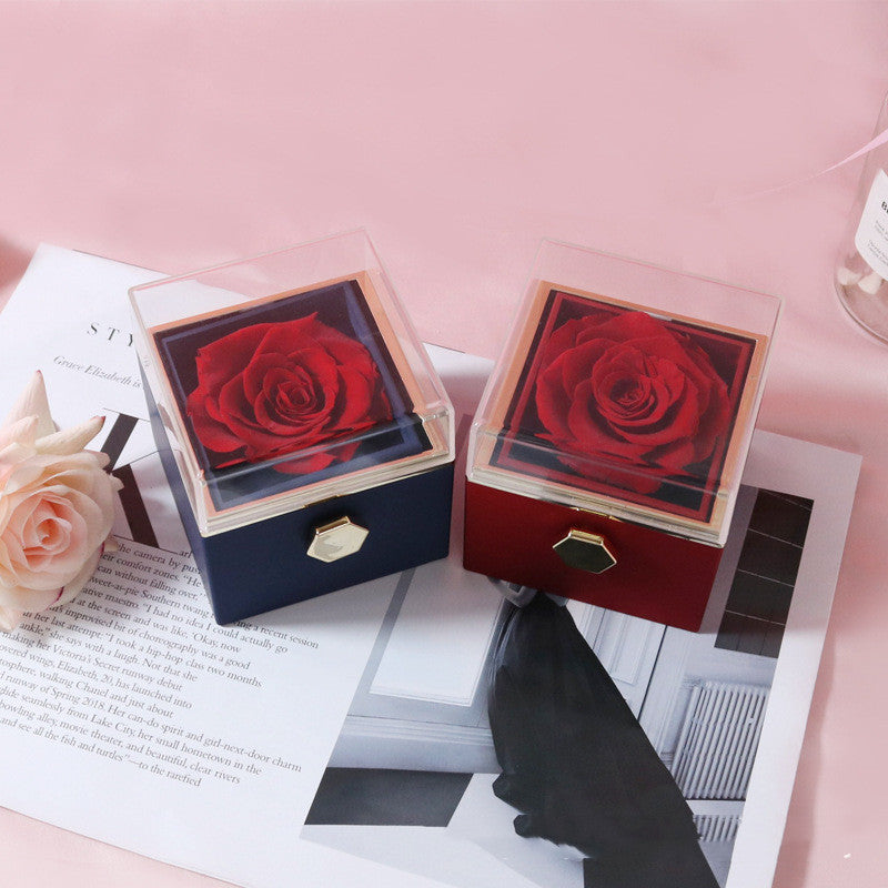 Fashion Acrylic Rotating Rose Jewelry Box | Elegant Gift Box