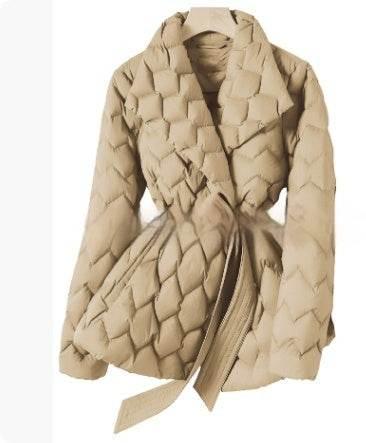 Chocolate Silk Line Down Jacket for Women | Lightweight Winter Coat - ZA-Zola