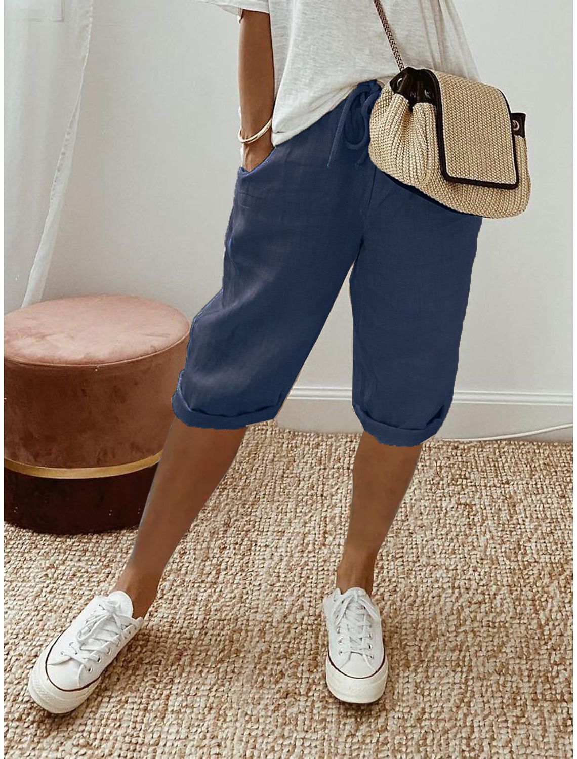 Cotton Linen Casual Slacks Outfit Ideas Women