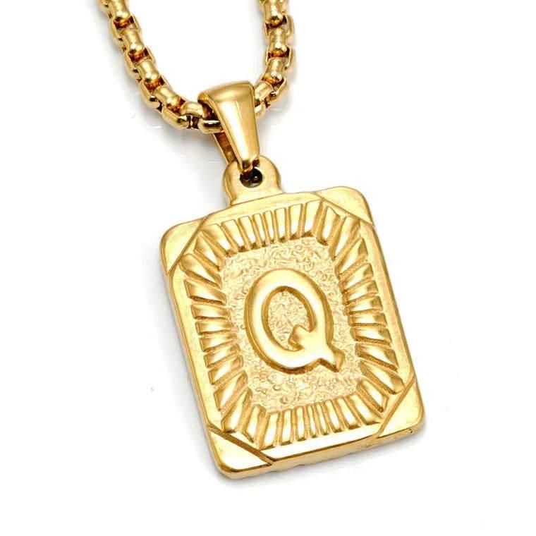 18K Gold Letter Pendant Pearl Chain Necklace - ZA-Zola