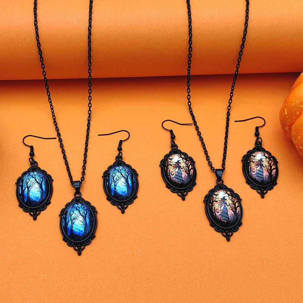 ZA-Zola Halloween Tree Witch Necklace Set - ZA-Zola