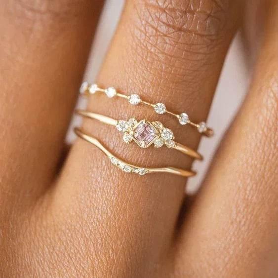 Gold Fashion Ring Set – 3 or 4-Piece for Women - ZA-Zola
