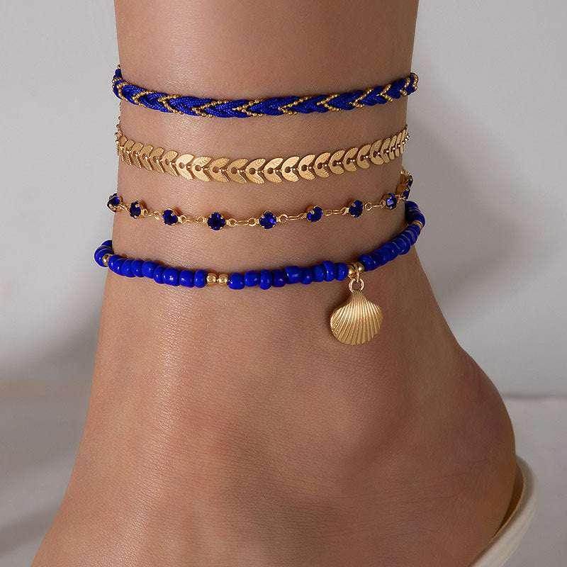 Bohemian 4pcs Woven Rope Anklet Set Unisex - ZA-Zola