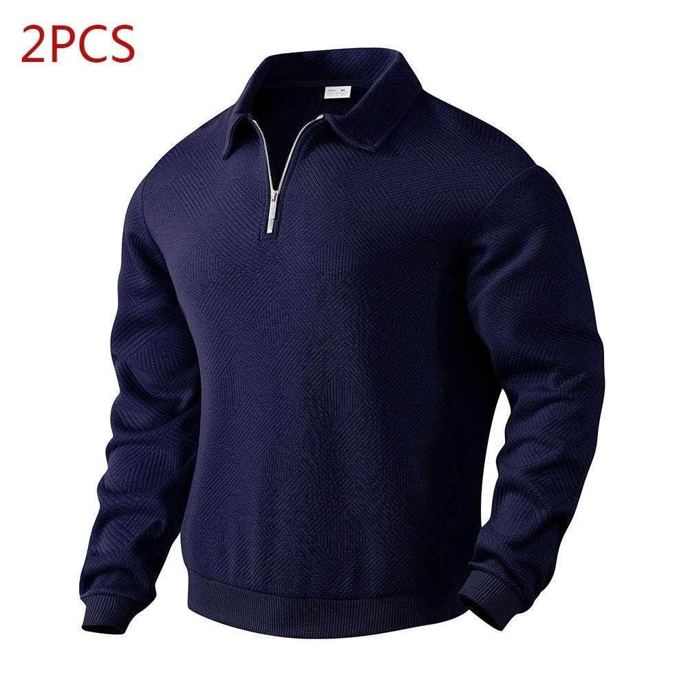 Lapel Jacquard Half-Zipper Sweatshirt - Stylish Men's Tops - ZA-Zola