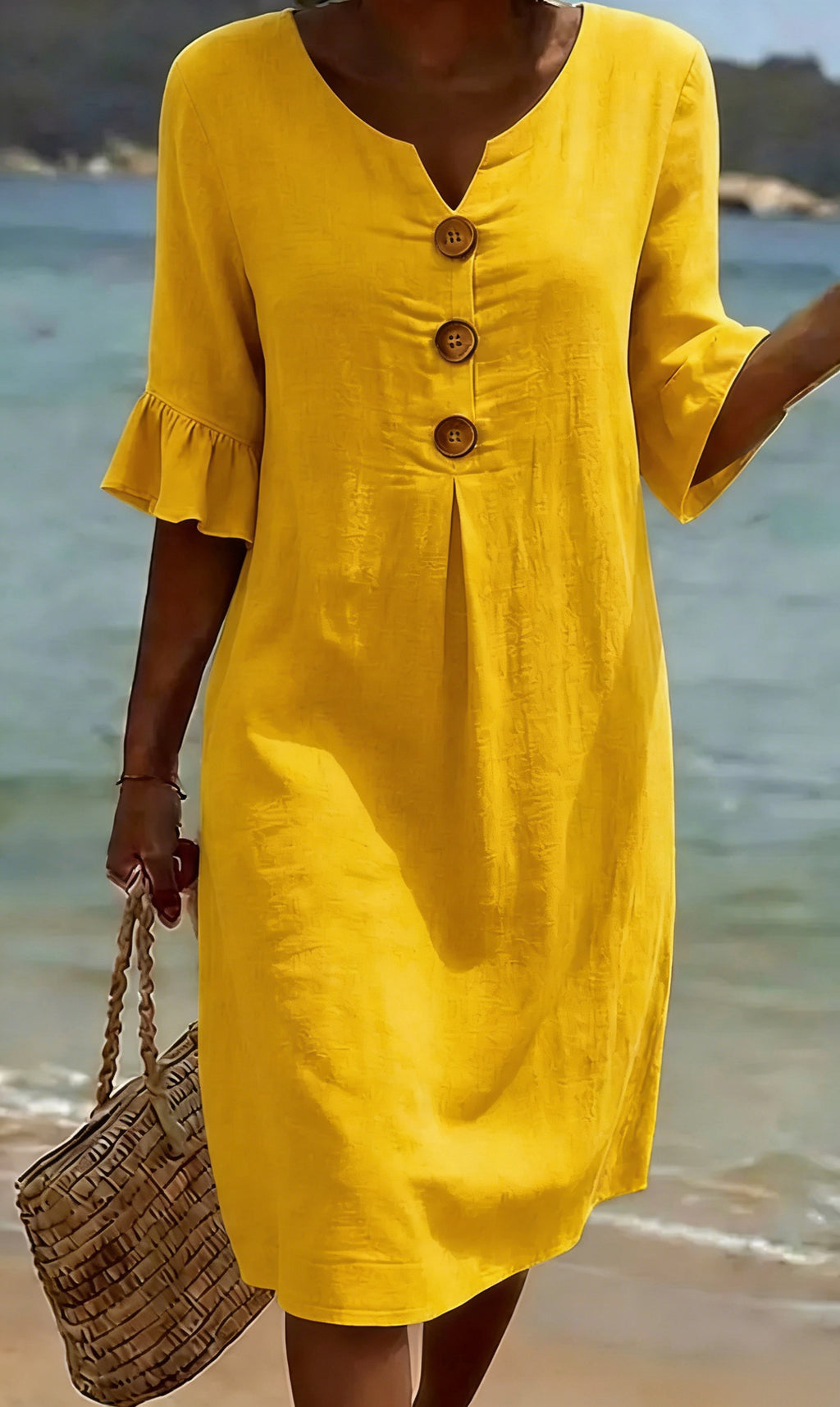 Summer Womens Solid Colored Cotton Dress | Casual A-Line Short Dress for Women
