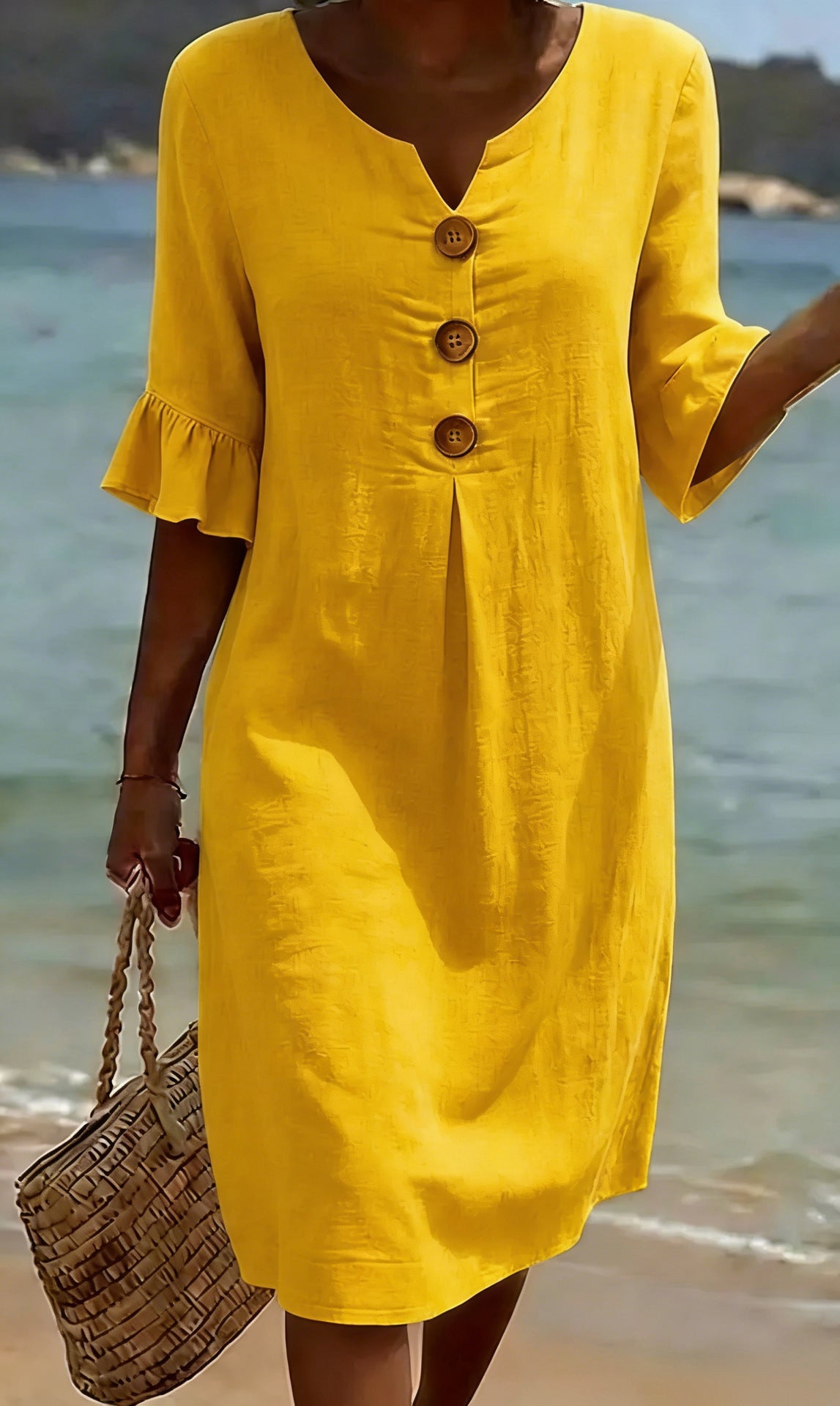 Summer Womens Solid Colored Cotton Dress | Casual A-Line Short Dress for Women