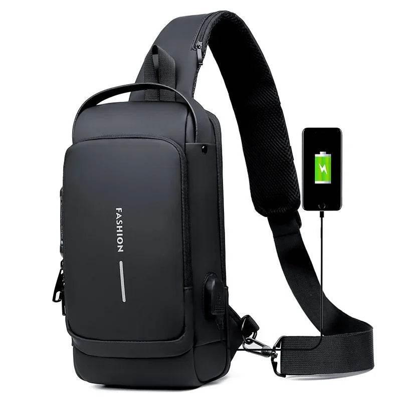 Motorcycle Chest Bag – Anti-Theft PU Leather Messenger with Password Lock - ZA-Zola