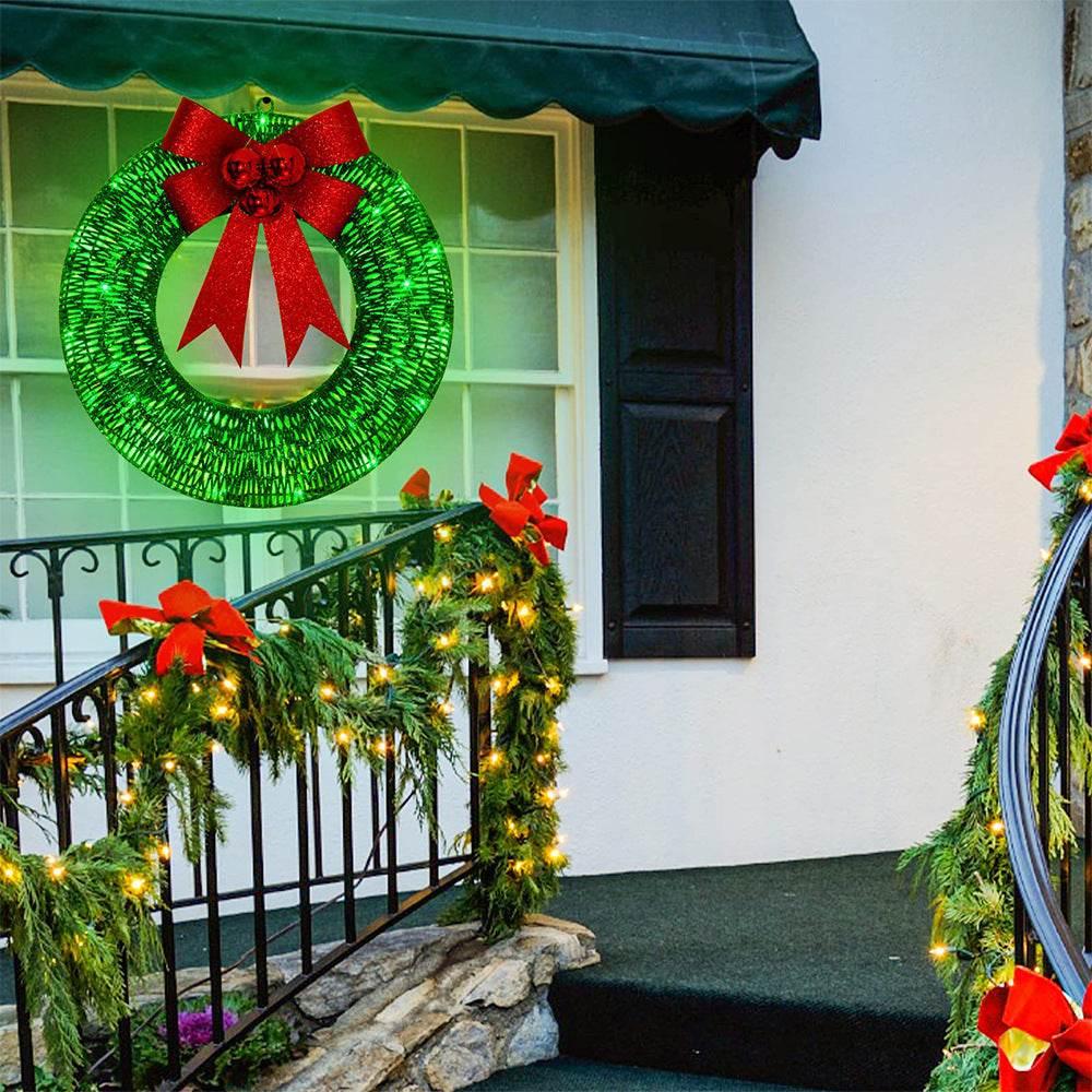 Christmas LED Wreath 50CM – Luminous Garland with Big Bow - ZA-Zola