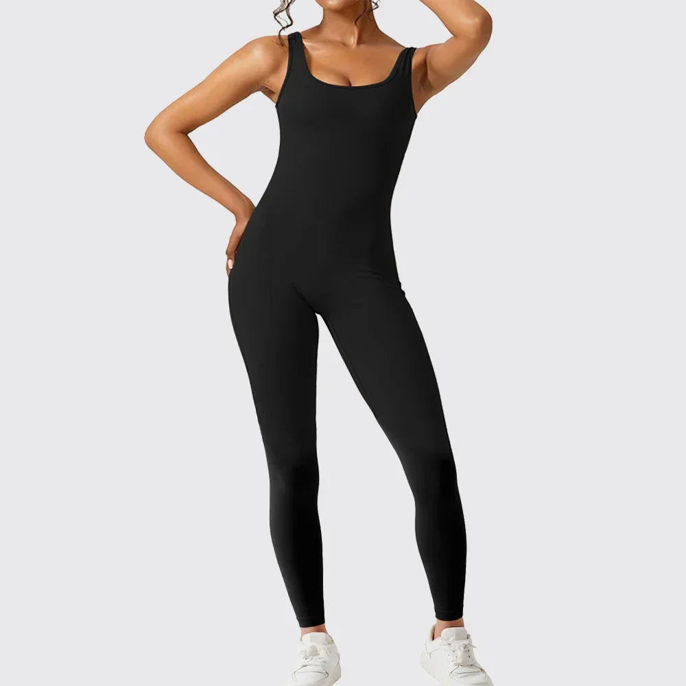 Women Sleeveless Flare Yoga Jumpsuit Long Pants Fitness Wear - ZA-Zola