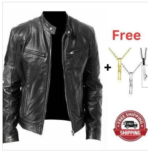 Men's Warm Zipper Cardigan with PU Leather Detail - ZA-Zola