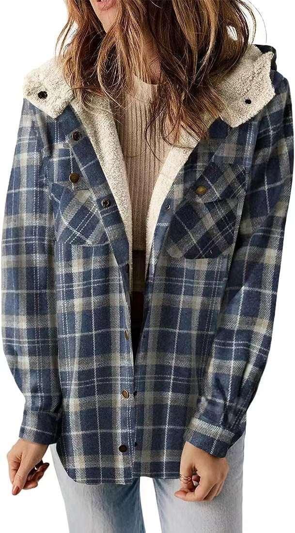 Plaid Hooded Woolen Coat | Thick Fleece Warm Jacket - ZA-Zola