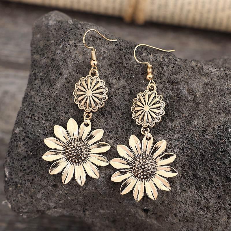 Retro Sunflower Earrings INS Fashion Jewelry for Women - ZA-Zola