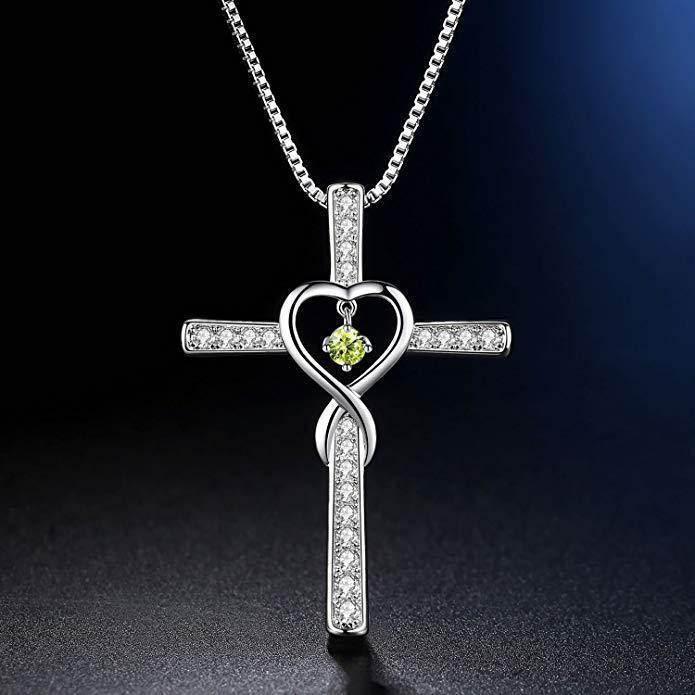 Infinity Love Birthstone Cross Necklace – Women’s Faith - ZA-Zola