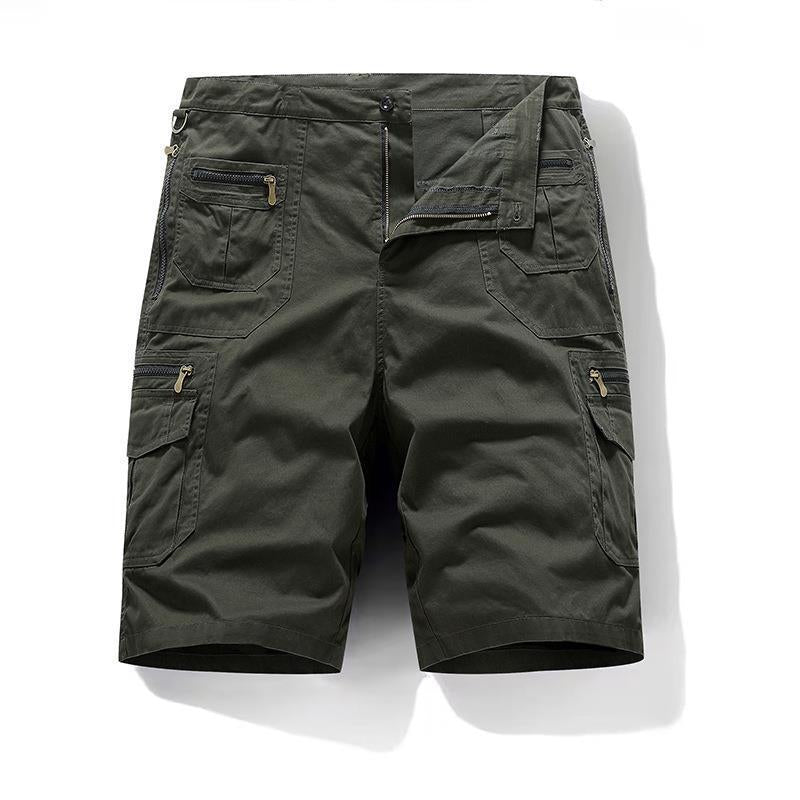 Green cargo shorts on a white background