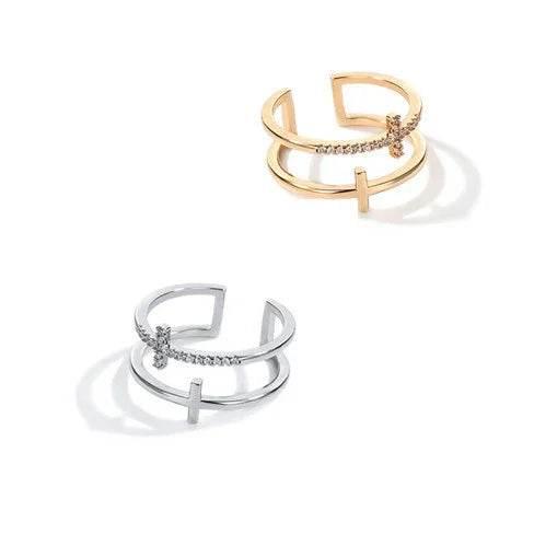 Shop Double Cross Zircon Ring - Adjustable - Buy Now! - ZA-Zola