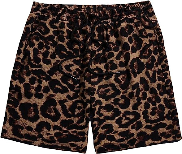 Leopard print shorts on a white background