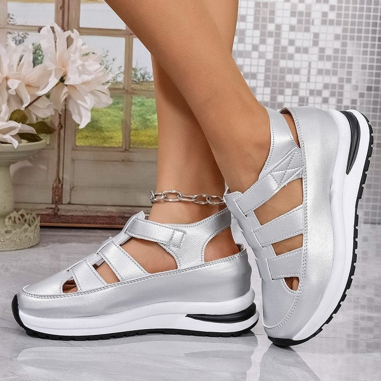 Women’s Closed Toe Hollow Wedge Breathable Summer Shoes