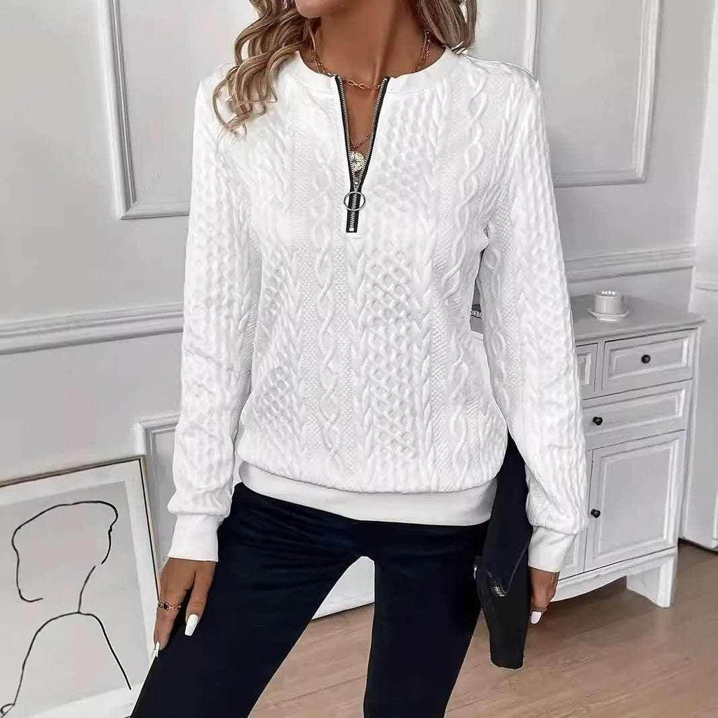 ✨ Solid Color Zipper Pullover – Shop Now! - ZA-Zola