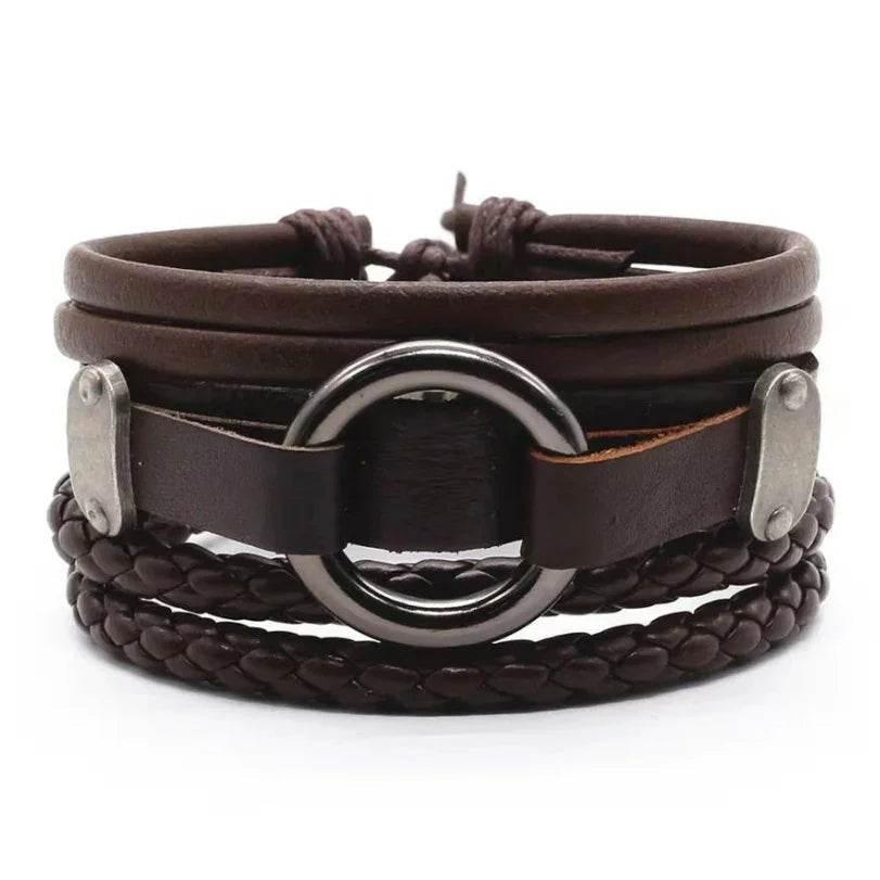Men’s Vintage Braided Leather Bracelet - ZA-Zola