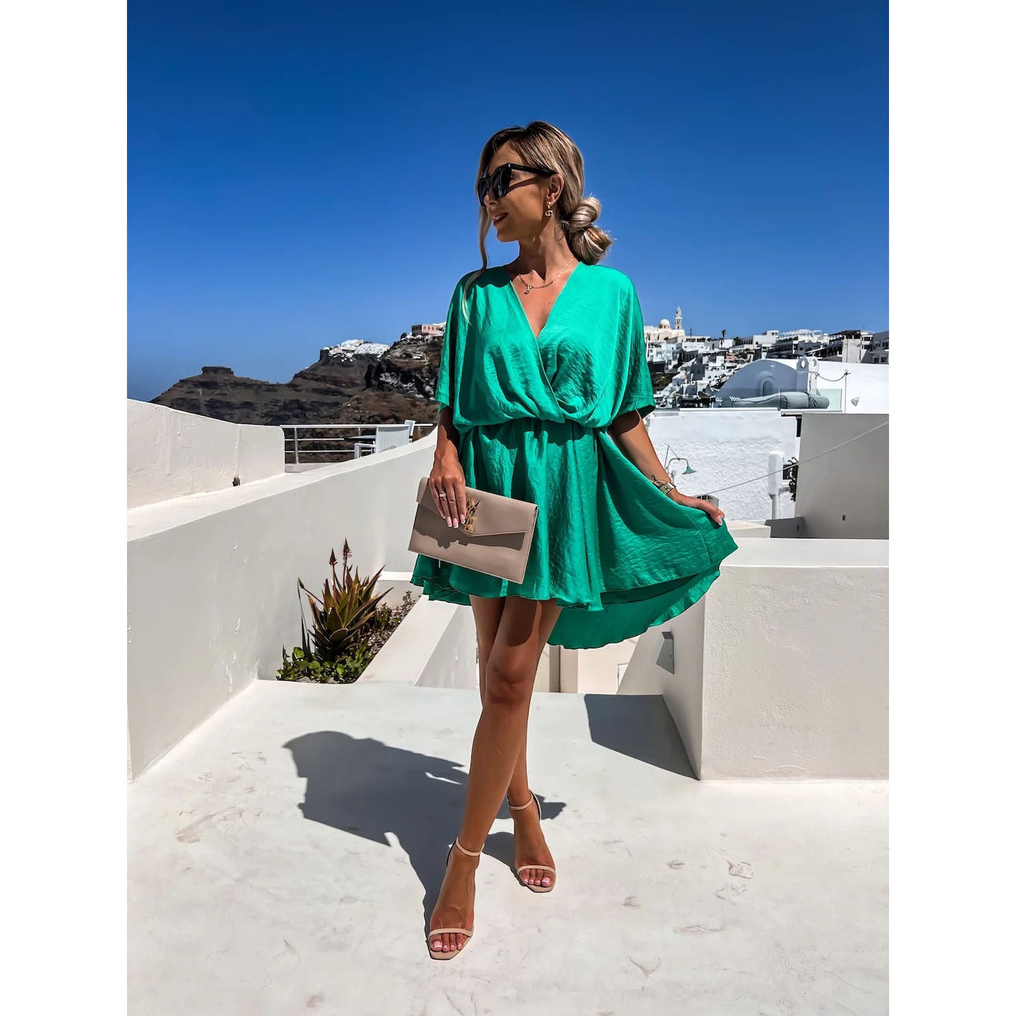 Women's Satin Loose Casual Vacation Midi Dress