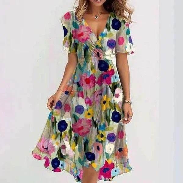 Chiffon V-Neck Summer Dress – Light, Feminine Style - ZA-Zola