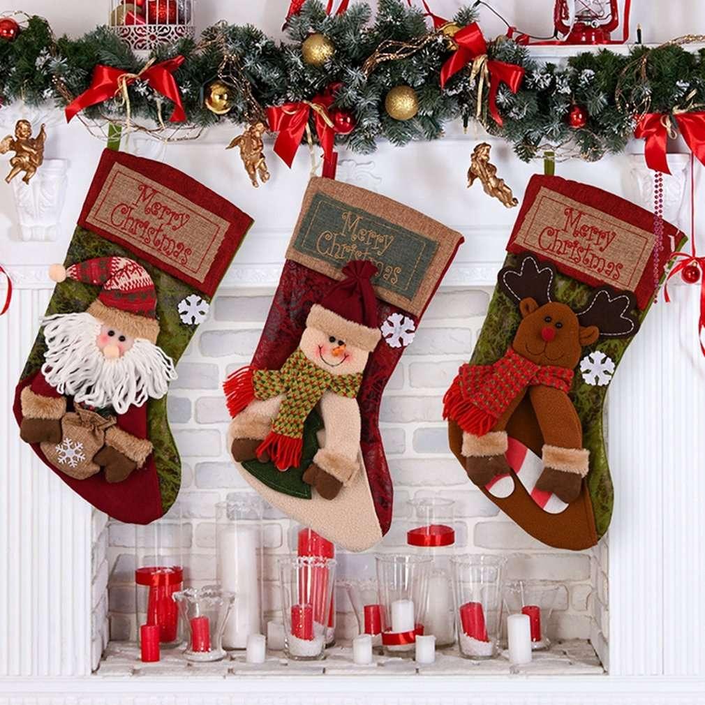 Christmas Stocking Socks Snowman Santa Elk Decor - ZA-Zola