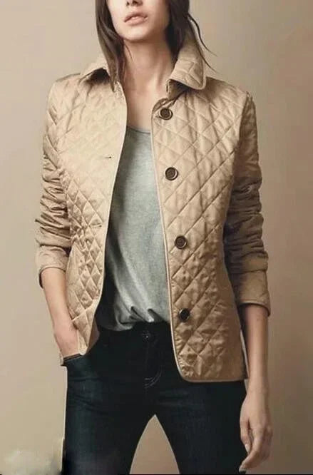 Lapel Cotton Padded Jacket for Women | Elegant Slim Fit Coat - ZA-Zola