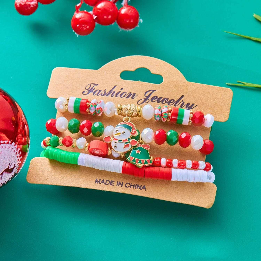 Handmade Christmas Snowman Beaded Bracelet – Festive Jewelry - ZA-Zola