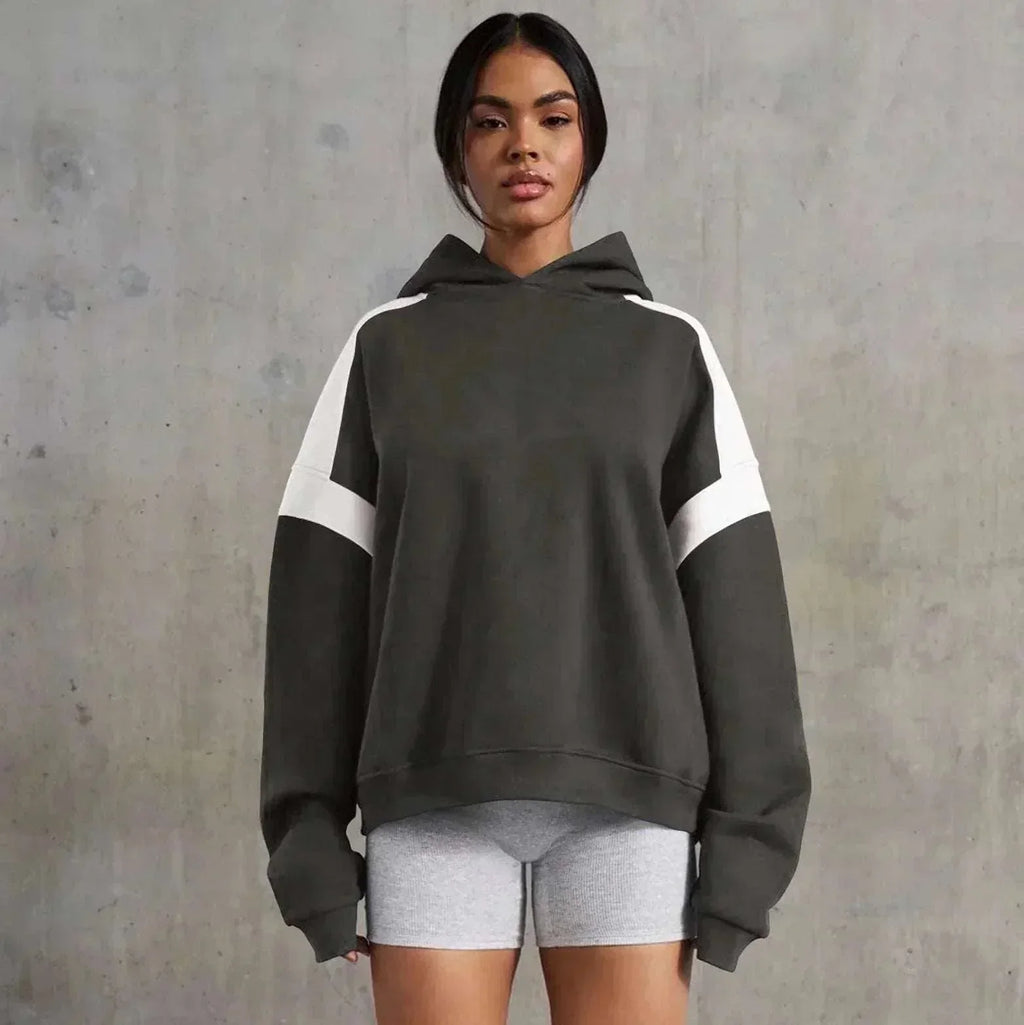 Contrast Drop Shoulder Hoodie for Women - ZA-Zola