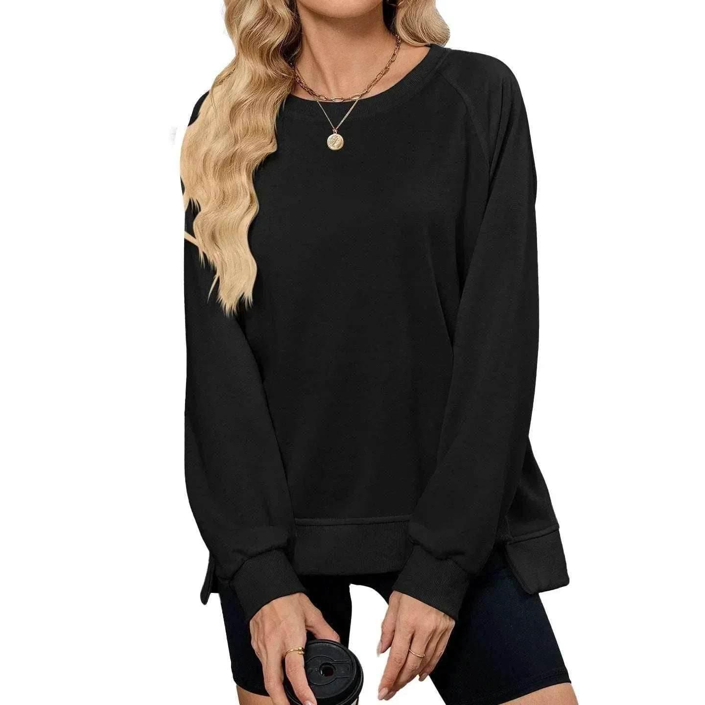Women’s Loose Round Neck Sweatshirt Pullover - ZA-Zola