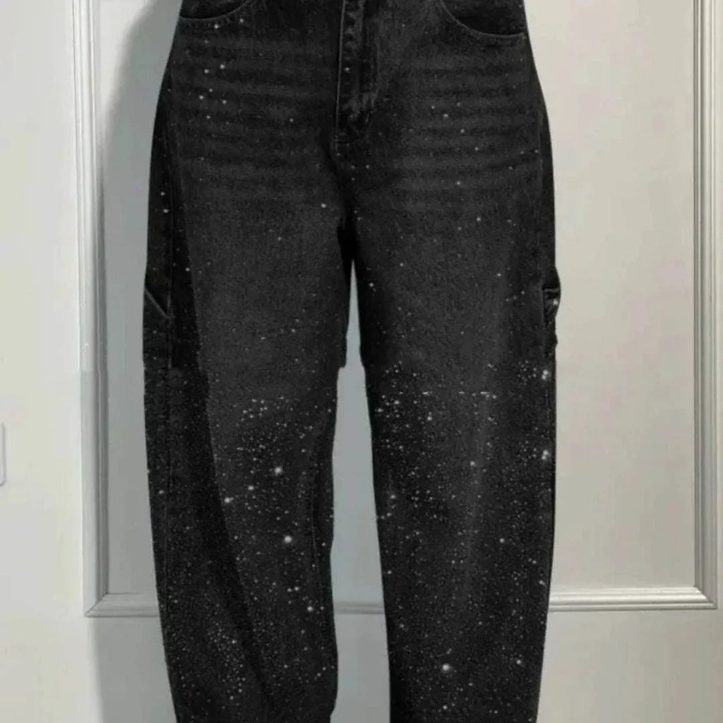 Shiny Wide-Leg Street Jeans With Pockets - ZA-Zola