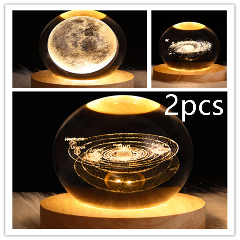 LED Galaxy Crystal Ball Night Light 3D Planet Moon Lamp | ZA-Zola