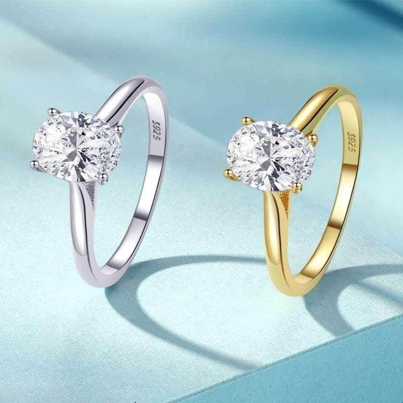 Sterling Silver Oval Zircon Ring for Women - ZA-Zola